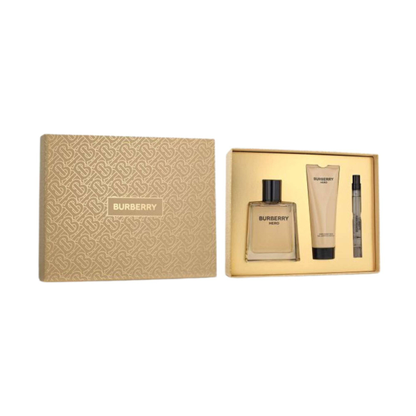 Bộ Nước Hoa Nam Burberry Men'S Hero EDT 100Ml + Mni 10Ml + Gel Body Wash 75ml