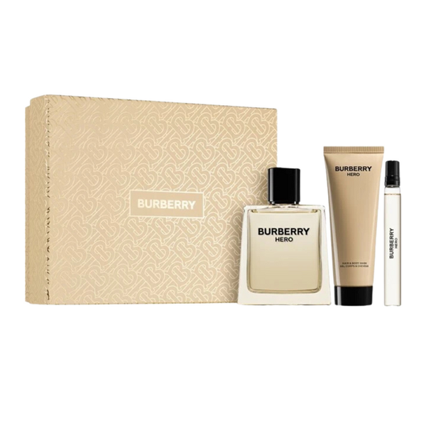 (HSD: 6/2026) Bộ Nước Hoa Nam Burberry Men'S Hero EDT 100Ml + Mni 10Ml + Gel Body Wash 75ml
