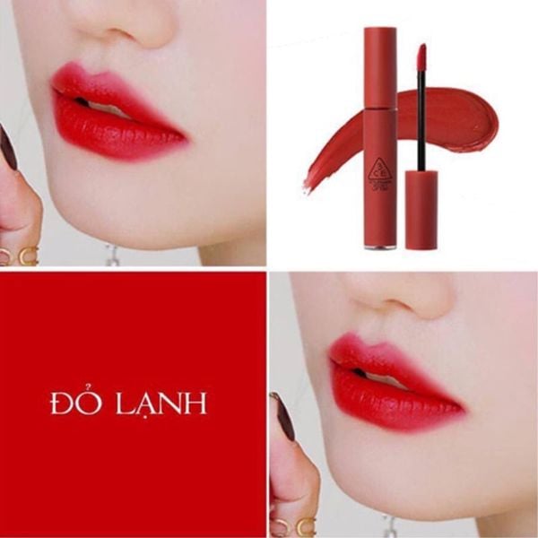 (HSD: 9/2027) Son Kem 3CE Velvet Lip Tint Dạng Lì Lên Màu Chuẩn 4g - Màu Private (Đỏ lạnh)