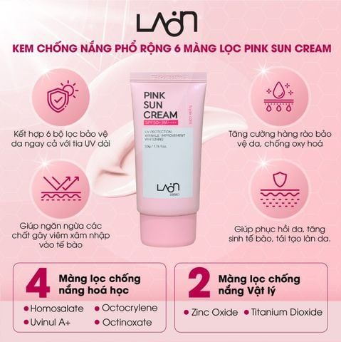 (HSD: 7/2026) Combo 2 Kem Chống Nắng Pink Sun Cream Laon 50gx2