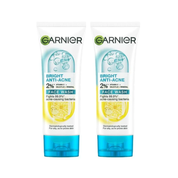 Combo 2 Sữa Rửa Mặt Garnier Hỗ Trợ Giảm Mụn, Dưỡng Sáng Da Bright Complete Anti-Acne Foam 50mlx2