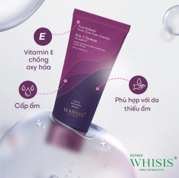 Combo 2 Sữa Rửa Mặt Làm Sạch Sâu Trắng Sáng Da Vitamin E Whisis 120mlx2