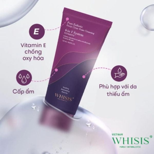 Combo Sữa Rửa Mặt Làm Sạch Sâu Trắng Sáng Da Vitamin E Whisis 120ml Và Gel Tẩy Da Chết Whisis Pure Esthetic Brightening Peeling 120ml