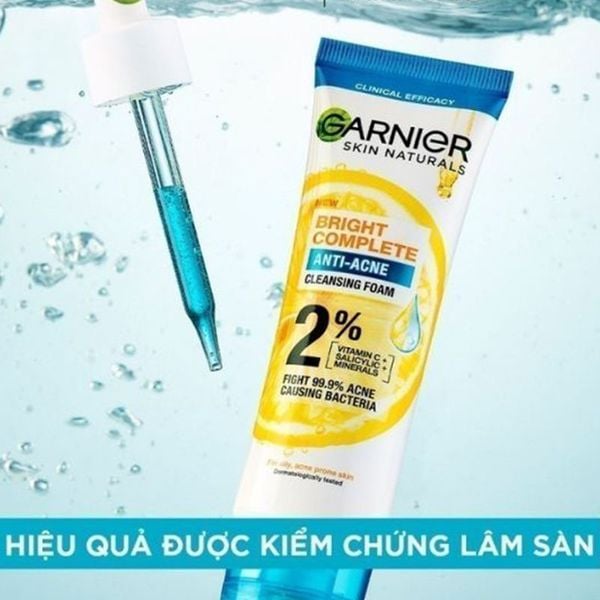 Sữa Rửa Mặt Garnier Hỗ Trợ Giảm Mụn, Dưỡng Sáng Da Bright Complete Anti-Acne Foam 50ml