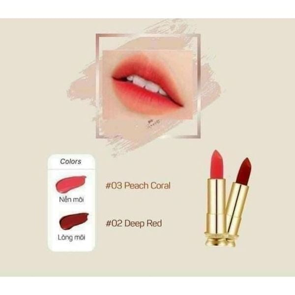 Full Size Son Nhung Lì Su:m 37 LosecSumma Velvet Lipstick 3.6g #02 Deep Red