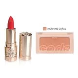 Combo Son Lì Dưỡng Ẩm Mini Cao Cấp Ohui The First Geniture Lipstick Minisize Màu Red 1.3g Và Phấn Má Code Glokolor Mood Touch Blusher 3.5G Màu 02 Morning Coral