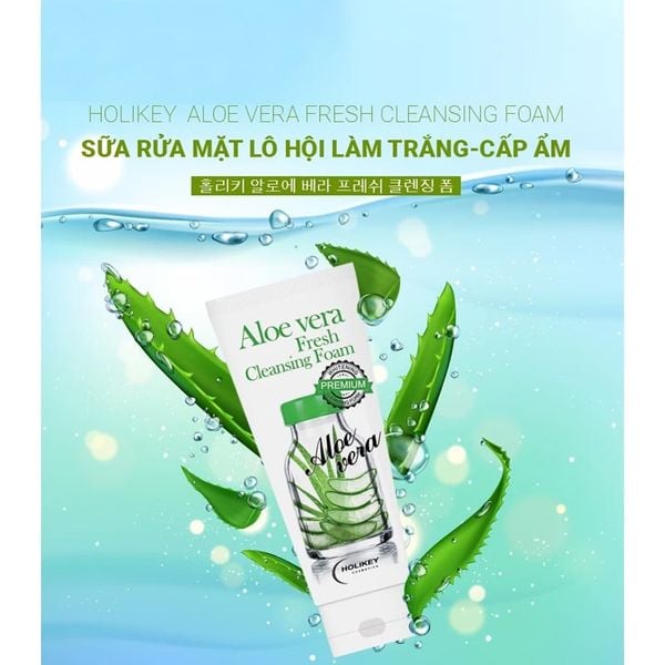 Combo 2 Sữa Rửa Mặt Lô Hội Làm Trắng- Cấp Ẩm Holikey Aloe Vera Fresh Cleansing Foam 100mlx2 (Không có vỏ hộp, có tem phụ)