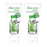 Combo 2 Sữa Rửa Mặt Lô Hội Làm Trắng- Cấp Ẩm Holikey Aloe Vera Fresh Cleansing Foam 100mlx2 (Không có vỏ hộp, có tem phụ)