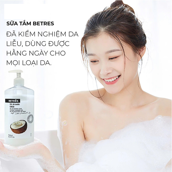 Combo 2 Gel Sữa Tắm Betres Coconut 750ml Và Sữa Tắm Betres Vanilla & Macadamia 750ml