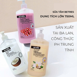 Combo 2 Gel Sữa Tắm Betres Vanilla & Macadamia 750ml Và Sữa Tắm Betres Strawberry & Cream 750ml