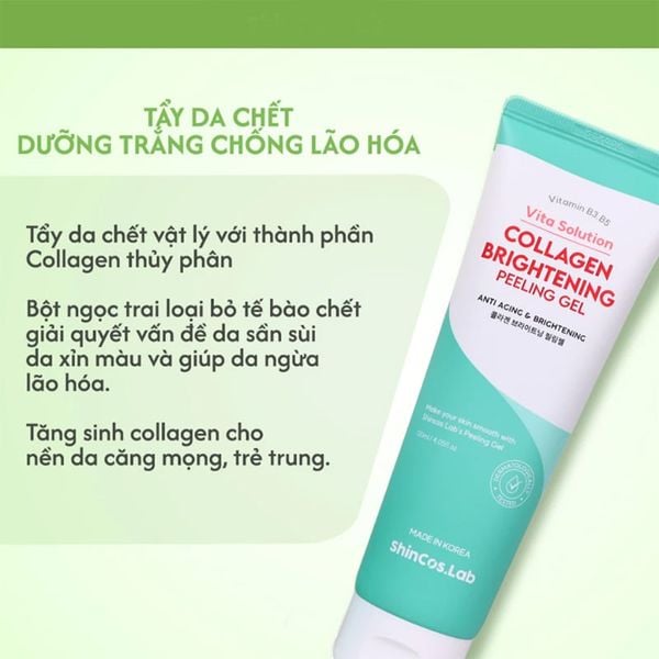 (HSD: 3/2027) Combo 2 Gel Tẩy Da Chết Vật Lý SHINCOS.LAB Collagen Brightening Peeling Gel 120mlx2 (Màu Xanh)