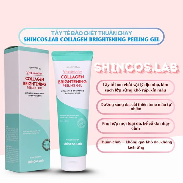 (HSD: 3/2027) Combo Sữa Rửa Mặt Thuần Chay SHINCOS.LAB Collagen Cleansing Foam 120ml Và Gel Tẩy Da Chết Vật Lý SHINCOS.LAB Collagen Brightening Peeling Gel 120ml