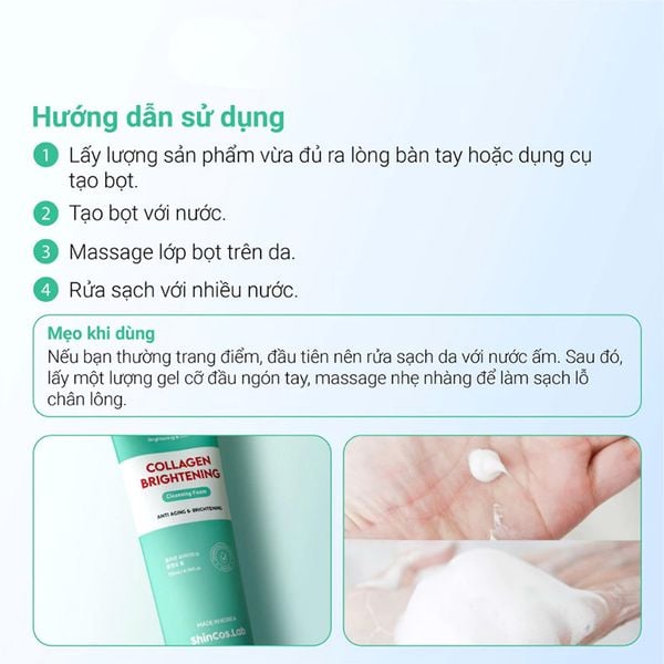 (HSD: 3/2027) Combo 2 Sữa Rửa Mặt Thuần Chay SHINCOS.LAB Collagen Cleansing Foam 120mlx2