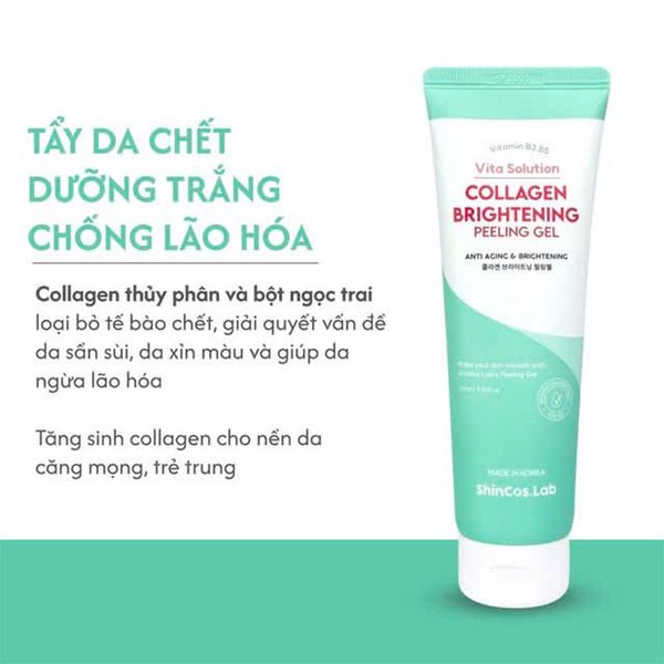(HSD: 3/2027) Gel Tẩy Da Chết Vật Lý SHINCOS.LAB Collagen Brightening Peeling Gel 120ml (Màu xanh)