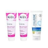 (HSD: 3/2026) Combo 2 Kem Tẩy Lông Cho Da Thường Veet Silk & Fresh (50gx2) Và Gel Tẩy Da Chết Tinh Chất Hyaluronic Acid  MEDB 100ml