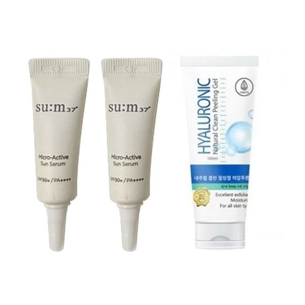 (HSD: 4/2026) Combo 2 Tinh Chất Chống Nắng Su:m37 Micro-Active Sun Serum SPF50+/PA++++ 4mlx2 (Hàng tách set) Và Gel Tẩy Da Chết Tinh Chất Hyaluronic Acid  MEDB 100ml (DEAL BOM TẤN 999K)