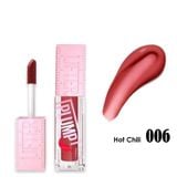 (HSD: 7/2027) Son Bóng Maybelline New York Lifter Plump Tăng Cường Độ Bóng, Căng Mọng Môi 5,4ml Màu 006 Hot Chili