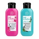 Combo Sữa Tắm Nước Hoa On The Body Dòng Soft & Radiant Peony Musk( Hồng) 200ml Và Sữa Tắm Hương Herbal Scent (Xanh dương) 200ml