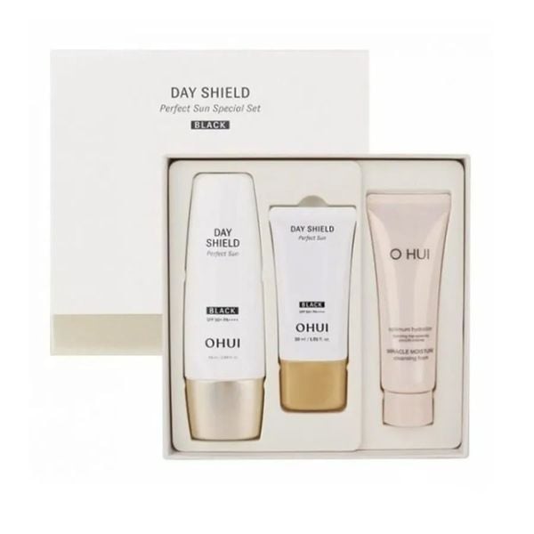 Full Size Bộ Kem Chống Nắng Ohui Day Shield Perfect Sun Black 3pcs (DEAL BOM TẤN 999K)