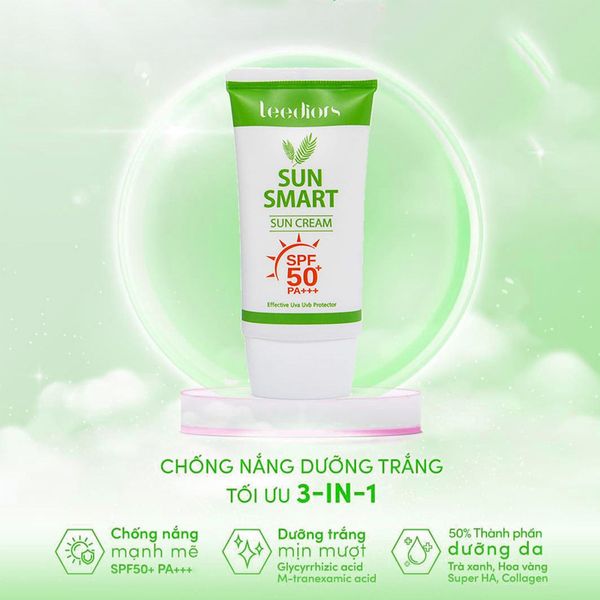 (HSD: 1/2027) Combo 2 Kem Chống Nắng Leediors Sun Smart SPF 50+, PA+++ 40gx2