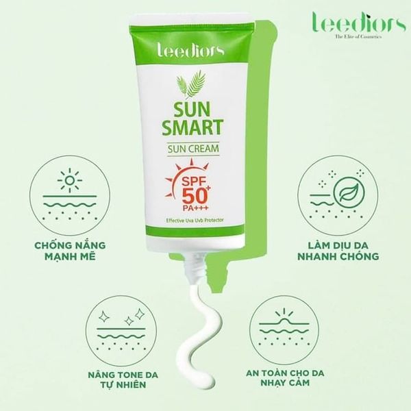 (HSD: 1/2027) Kem Chống Nắng Leediors Sun Smart SPF 50+, PA+++ 40g