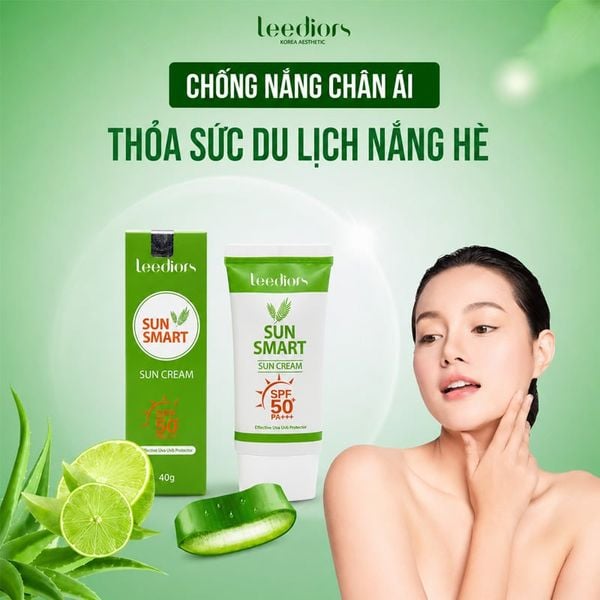 (HSD: 1/2027) Combo 2 Kem Chống Nắng Leediors Sun Smart SPF 50+, PA+++ 40gx2