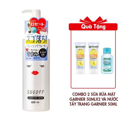 (HSD: 5/2026) Nước Tẩy Trang Sạch Sâu Sugoff 3in1 Cleansing Water 200ml Tặng Combo 2 Sữa Rửa Mặt Garnier 50mlx2 + Nước Tẩy Trang Garnier 50ml