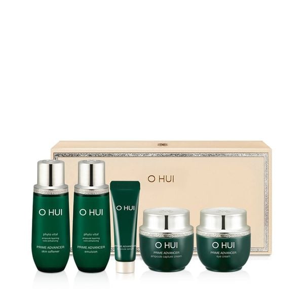 (HSD: 1/2027) Bộ Dưỡng Trẻ Hóa Căng Mịn Da Ohui Prime Advancer 5pcs Tặng Kem Dưỡng Thể WHISIS Premium Collagen Whitening Body Lotion 200ml