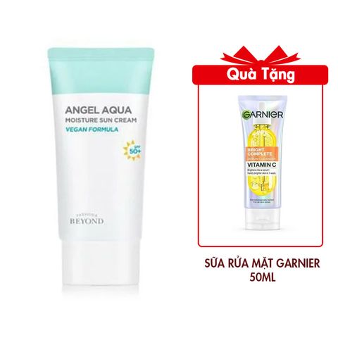 (HSD: 6/2026) Full Size Kem Chống Nắng Beyond Angel Aqua Moisture Sun Cream 50ml Tặng Sữa Rửa Mặt Garnier Tạo Bọt Hỗ Trợ Dưỡng Sáng Da Light Complete Brightening Whip Foam 50ml