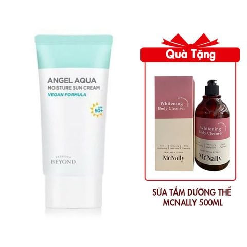 (HSD: 8/2026) Full Size Kem Chống Nắng Beyond Angel Aqua Moisture Sun Cream 50ml (Hàng tách set) Tặng Sữa Tắm Dưỡng Thể Trắng Da Hương Nước Hoa Mcnally 500ml