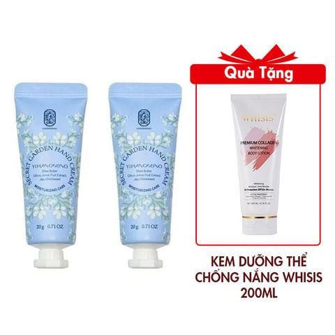 (HSD: 4/2027) Combo 2 Kem Dưỡng Da Tay Yihan Carino Secret Garden Hand Cream 20gx2 Tặng Kem Dưỡng Thể Trắng Da Chống Nắng WHISIS Premium Collagen Whitening Body Lotion 200ml