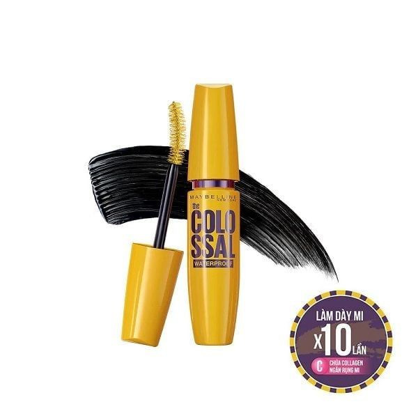 (HSD: 7/2027) Mascara Làm Dày Mi Gấp 10 Lần & Ngăn Rụng Mi Màu Đen Maybelline Colossal Waterproof Black 9.2ml
