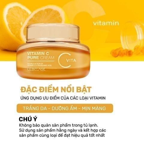 Combo Serum Làm Trắng Da Lebelage Vitamin C Pure Ampoule 35ml Và Kem Dưỡng Làm Trắng Da Lebelage Vitamin C Pure Cream 55ml