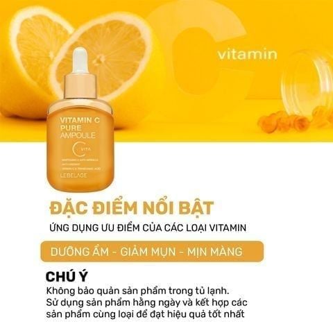 Combo Serum Làm Trắng Da Lebelage Vitamin C Pure Ampoule 35ml Và Kem Dưỡng Làm Trắng Da Lebelage Vitamin C Pure Cream 55ml