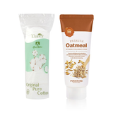 Combo Sữa Rửa Mặt Pure Mind Oatmeal Yến Mạch – Dưỡng Ẩm, Sáng Da 100ml Và Bông Tẩy Trang Cotton Tự Nhiên Elanor Original Pure Cotton 80 miếng