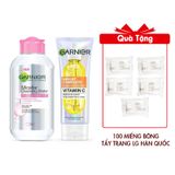 Combo Nước Tẩy Trang Garnier Dành Cho Da Nhạy Cảm 125ml Và Sữa Rửa Mặt Garnier Tạo Bọt Hỗ Trợ Dưỡng Sáng Da 50ml Tặng 100 Miếng Bông Tẩy Trang LG Hàn Quốc