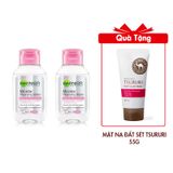 (HSD: 7/2027) Combo 2 Nước Tẩy Trang Cho Da Nhạy Cảm Garnier Micellar Cleansing Water For Sensitive Skin 50mlx2 Tặng Mặt Nạ Đất Sét Tsururi Làm Giảm Mụn Đầu Đen 55G
