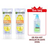 Combo 2 Sữa Rửa Mặt Garnier Tạo Bọt Hỗ Trợ Dưỡng Sáng Da Light Complete Brightening Whip Foam 50mlx2 Tặng Gel Rửa Mặt Micellar Dr.Sante Pure Cоde Dành Cho Mọi Loại Da 200ml