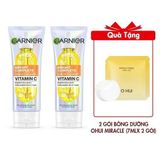 Combo 2 Sữa Rửa Mặt Garnier Tạo Bọt Hỗ Trợ Dưỡng Sáng Da Light Complete Brightening Whip Foam 50mlx2 Tặng 2 Gói Bông Dưỡng Ohui Miracle Toning Water Pad (7mlx 2 gói)