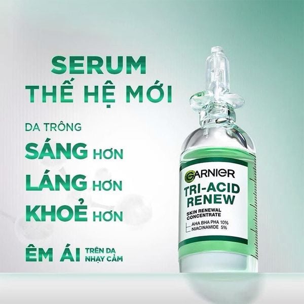 Tinh Chất Garnier Tri-Acid Renew Skin Renewal Concentrate Serum Giúp Cải Thiện Tông Da Dưỡng Sáng, Mịn Màng 20ml