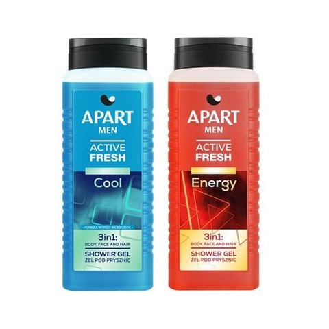 Combo Sữa Tắm Mát Lạnh 3Trong1 Dành Cho Nam Giới Apart Mạnh Mẽ 500ml (Màu Xanh) Và Sữa Tắm Apart Mạnh Mẽ 500ml (Màu Đỏ)
