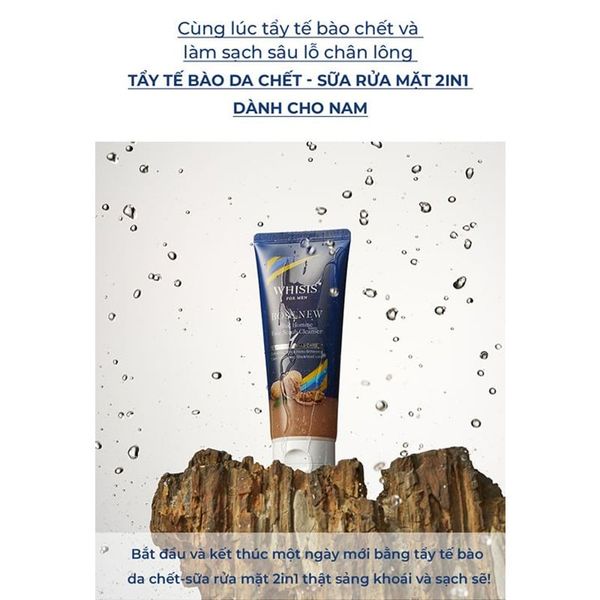 Tẩy Tế Bào Chết & Sữa Rửa Mặt 2in1 Dành Cho Nam Whisis For Men Boss New Blue Homme Face Scrub Cleanser 150ml