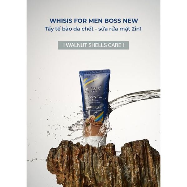 Combo 2 Tẩy Tế Bào Chết & Sữa Rửa Mặt 2in1 Dành Cho Nam Whisis For Men Boss New Blue Homme Face Scrub Cleanser 150mlx2