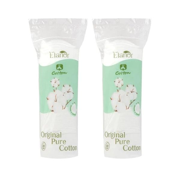 Combo 2 Bông Tẩy Trang Cotton Tự Nhiên Elanor Original Pure Cotton 80 miếng (1 gói) x2