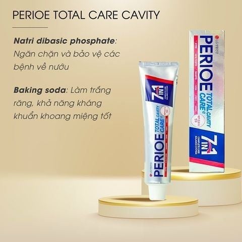 Combo 2 Kem Đánh Răng 7IN1 Perioe Total Cavity Care Bảo Vệ Toàn Diện Ngăn Ngừa Sâu Răng 180gx2 Tặng Kem Đánh Răng Capitano Cho Bé 3+ Hương Dâu 75ml