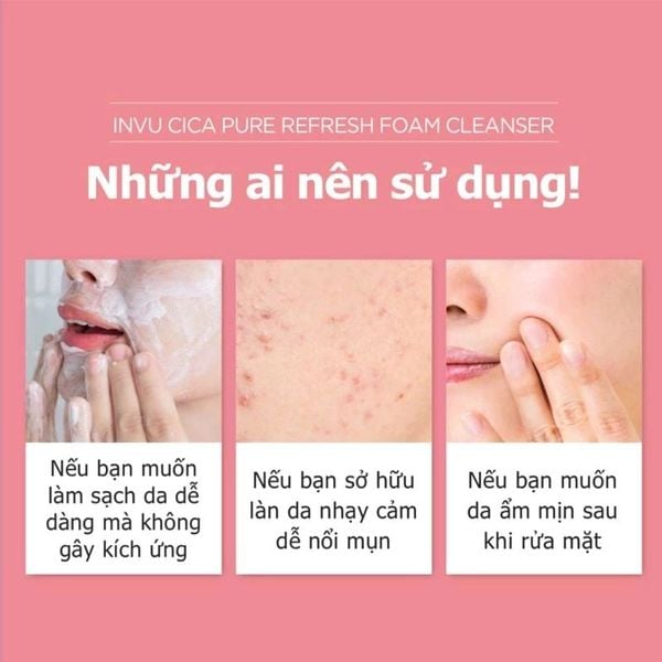 (HSD: 5/2027) Combo 2 Sữa Rửa Mặt Tạo Bọt INVU Chiết Xuất Rau Má Làm Dịu Da và Sạch Da 150mlx2