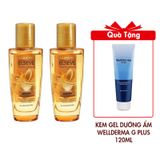 Combo 2 Dầu Dưỡng Tóc L'Oreal Tinh Dầu Hoa Tự Nhiên 30mlx2 Tặng Gel Dưỡng Ẩm Cấp Nước Trẻ Hóa Da Wellderma G Plus Mils Acis Ance Gel Cleanser 120ml