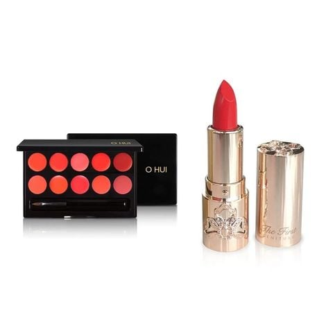 (HSD: 6/2026) Combo Bảng Son 10 Màu Ohui Rouge Real Palette 10g Và Son Lì Dưỡng Ẩm Mini Cao Cấp Ohui The First Geniture Lipstick Minisize Màu Red 1.3g