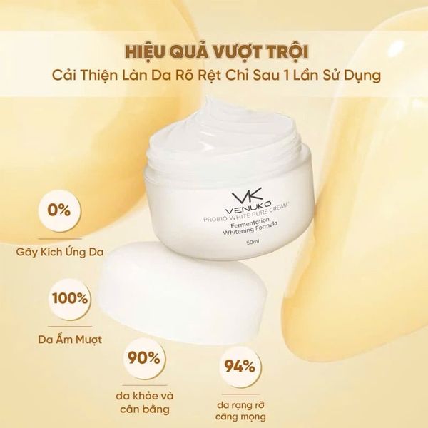 (HSD: 8/2027) Kem Dưỡng Venuko Probio Mờ Thâm, Sáng Da, Thu Nhỏ Lỗ Chân Lông 50ml