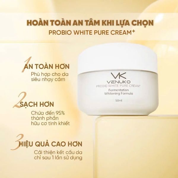 (HSD: 8/2027) Kem Dưỡng Venuko Probio Mờ Thâm, Sáng Da, Thu Nhỏ Lỗ Chân Lông 50ml